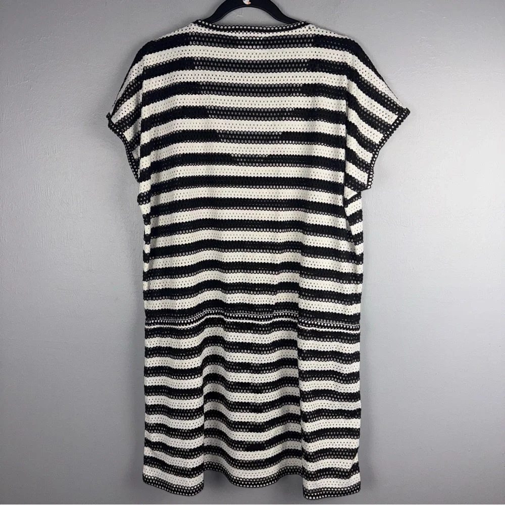 Calvin Klein Swim Cover-Up Women’s‎ Large/XL Mesh White & Black Striped Pockets